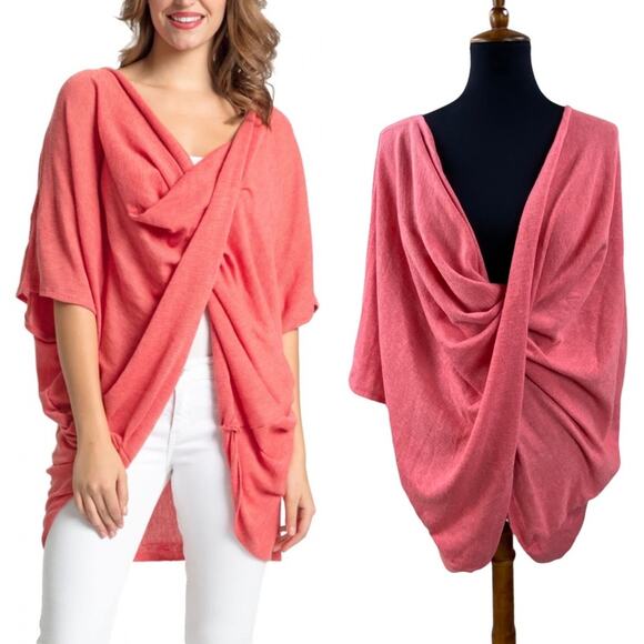 Save the Ocean Apparel Company Recycled Coral knit twist Poncho One Size - Picture 1 of 11